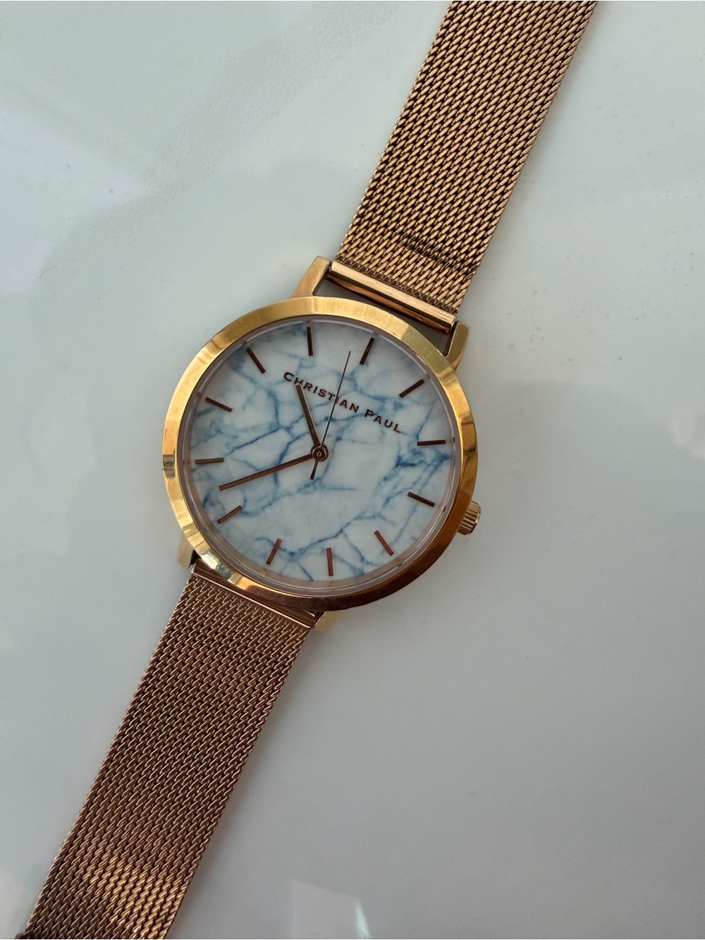 Rose Gold Marble Dial Bracelet Watch